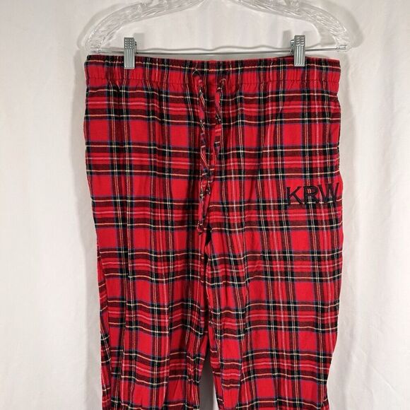 J. Crew Sleep Pants Men's Large Red Plaid Drawstring Pull On Pockets KRW Cotton - Picture 2 of 10